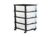 Plastic Storage Drawer Cart with 4 Compartments, Mobile Organizer with Wheels, 55782764