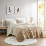 King/Cal King Ombre Shaggy Long Fur Comforter Mini Set B035129360