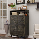 ZUN Farmhouse Shoe Storage Cabinet with Barn Door Design, Shoe Organizer with 2 Flip Drawers, W2557P236422