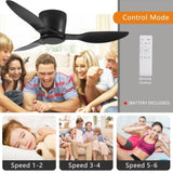 ZUN 40" Flush Mount Ceiling Fan without light, 3 Reversible Blades, with 6 Speeds Reversible DC W2352P194033