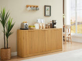 67-inch modern wavy sideboard, curved contour design storage cabinet, 6-door cabinet with storage W1162P339092