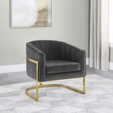 Dark Grey and Gold Tufted Barrel Accent Chair B062P153751