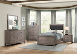 ZUN Brownish Gray Finish 1pc Bedroom Chest of 5 Drawers Melamine Laminate Dark Metal Hardware Corner B01152308