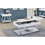 ZUN Contemporary Style White 1pc Sofa Table High Gloss Finish Chrome Frame Console Table Gorgeous Living B011P207456