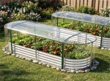 3-in-1 Raised Garden Bed with Greenhouse Cover, Galvanized Steel Planter Box for Year-Round Growing 48112501
