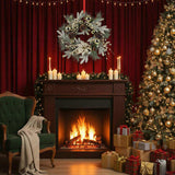 20 Inch Christmas Door Wreath with Warm Lights, Holiday for Entryway Front Door Christmas 19886674