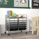 12-Drawer Rolling Storage Cart - 2-Row 10-Storey, Multicolor Drawers, 4 Wheels , -Gray 77795797