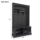 ZUN 47.2'' Wide Hall Tree with Bench and Shoe Storage, Multi-functional Storage Bench with 3 Hanging 34457998