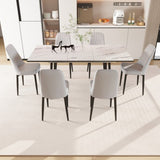 47"-63" expandable dining table set for 2-6 people, equipped with PU fabric thick cushioned dining 03158218