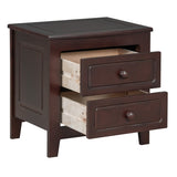 ZUN 2-Drawer Nightstand for Bedroom, Mid Century Retro Bedside Table with Classic Design,Dark Walnut WF308187AAD