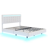 ZUN Queen Size Floating Bed Frame with LED Lights and USB Charging,Modern Upholstered Platform LED Bed WF308894AAK