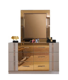 Gold Detailed Dresser made with Wood in Gray B00957544