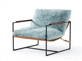 28 Inch Extra Wide Sling Accent Chair, Fully Disassembled, Rubber Wood Armrest, Metal Iron Frame, 44300841