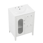 ZUN 24" Bathroom Vanity with Sink, Bathroom Vanity Cabinet with Two Drawers and Door, Adjustable Shelf, 24407153