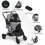 ZUN Pet Stroller 3 in 1, Folding Lightweight Dog Stroller with Detachable Carrier & Storage Basket, 4 99473403