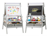 Gray 3-in-1 Art Easel with Magnetic Chalkboard and Whiteboard 21426937