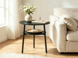 2-Tier Round Side End Table with Storage Shelf, Heavy Duty Metal Frame Adjustable Foot Pads 115 LBS 03136516