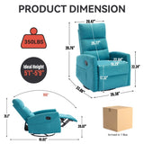 Manual Recliner Chair with Rocker and Swivel in Fabric for Living Room, Blue W3224P289294