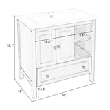 ZUN [VIDEO] 30" Bathroom Vanity with Sink, Bathroom Storage Cabinet with Doors and Drawers, Solid Wood 39598367