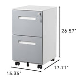 2 Drawer Mobile Locking File Cabinet, Rolling Filing Cabinet for Letter/A4 Size With 5 Wheels,GREY W124770978