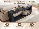 63" Narrow Console Table with Wavy Hollow Design, 2-Tier Extra Long Entryway Table with Storage 65032759