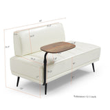 55"Inch Width Modern End of Bed Bench,Beige Faux Leather Upholstered With side table, 360-degree W2677P196632