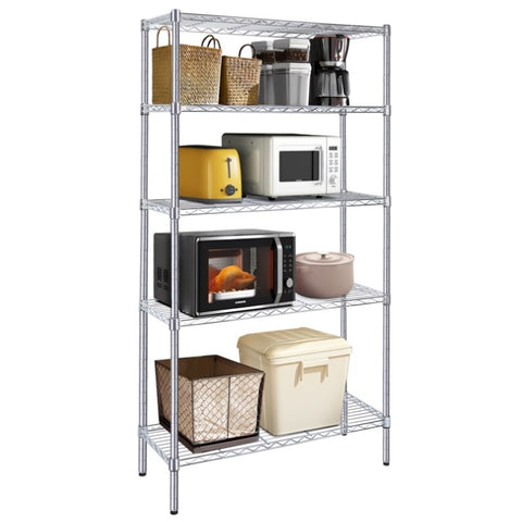 ZUN Heavy Duty Shelving Unit, Wire Metal Stackable Storage, 5-Tier Shelf, Chrome, 36" W x 13.8" D x W1134143003