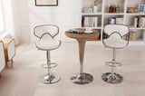 Masaccio Upholstery Airlift Adjustable Swivel Barstool with Chrome Base, Set of 2, White T2574P164838