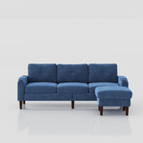 Convertible Combination Sofa Sofa L-Shaped Sofa with Storage Cabinet Footstool, Living Room Navy W2012126503