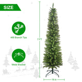 6FT Green Pencil Christmas Tree Slim PVC Tree with 358 Tips, Space-Saving Design, Stable Metal 82905888