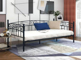 Metal Daybed Frame Multifunctional Mattress Foundation/Bed Sofa with Headboard, Twin, Black 50792419