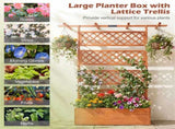 72" Raised Garden Bed with Lattice Trellis, 4.8 Cu.Ft Fir Wood Planter Box with Drainage Holes for 95390124