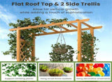 70" Tall Pine Wood Raised Garden Bed with Trellis & Flat Roof, Open-Ended Base Planter for Climbing 88382726