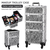 3 in 1 Aluminum Cosmetic Makeup Case Tattoo Box White Zebra Print 71795576