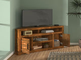 52 inch Corner TV Stand Console for TVs up to 55 inches, No Assembly Required, Whiskey Finish B108P160088