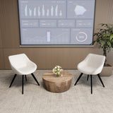 29.53" Medieval MDF coffee table and 2 PU dining chair set, drum integrated dining table and black 39047326