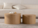 Nesting Coffee Table Set of 2 Round Wooden Coffee Tables Circle Modern Table for Small Space Living W3081P255158