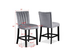 ZUN 2pc Casual Upholstered Counter Height Velvet Upholstery Chair Channel Tufted Back Wooden Dining Room B011P261180