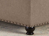 Large square storage ottoman with wooden legs, Upholstered button tufted coffee table with nail W2186142956