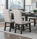ZUN Dining Chairs Set of 2 Gray Upholstered Seat Stylish Back Antique Black Finish Wooden Frame Dining B011P170585