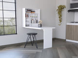 Wall Foldable Table with Multiple Shelves, White B097133224