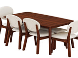 Rubberwood Dining Table Set, 1 Rectangular Table 4 Upholstered Chairs 1 Bench, Dark Walnut 33779655