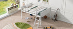 ZUN Full Size Wood Low Loft Bed with Ladder, ladder can be placed on the left or right, White WF531952AAK