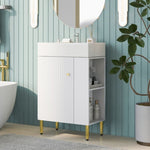 ZUN 21.6" white Bathroom vanity, Combo Cabinet, Bathroom Storage Cabinet, Single Ceramic Sink, Right 79483389