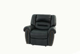 Modern 1pc Manual Motion Recliner Chair Glider Black Color Bonded Leather Armrest Cushion Seating B011P205581