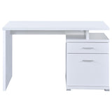 White 2-Drawer Reversible Office Desk B062P153861
