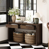 TREXM 55" Console Table, Rustic Wooden Entryway Table with Storage Drawers and Open Shelf, Elegant N715P235096D