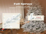 HOMCOM 7.5 ft Artificial Frosted Christmas Tree with Realistic Branches, Wide Full Spruce Holiday W2225P485592