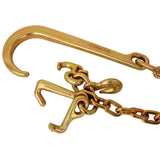 Grade 70 5/16 Inch x 10 Feets Transport Tow Chain J Hook Long Shank w/R T J Grab Hook Yellow Zinc W465133708