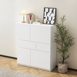 White wooden storage cabinet with 4 doors and 2 drawers W1320P191441